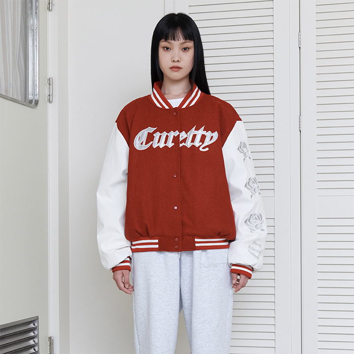 C EMBROIDERY VARSITY JACKET_RED